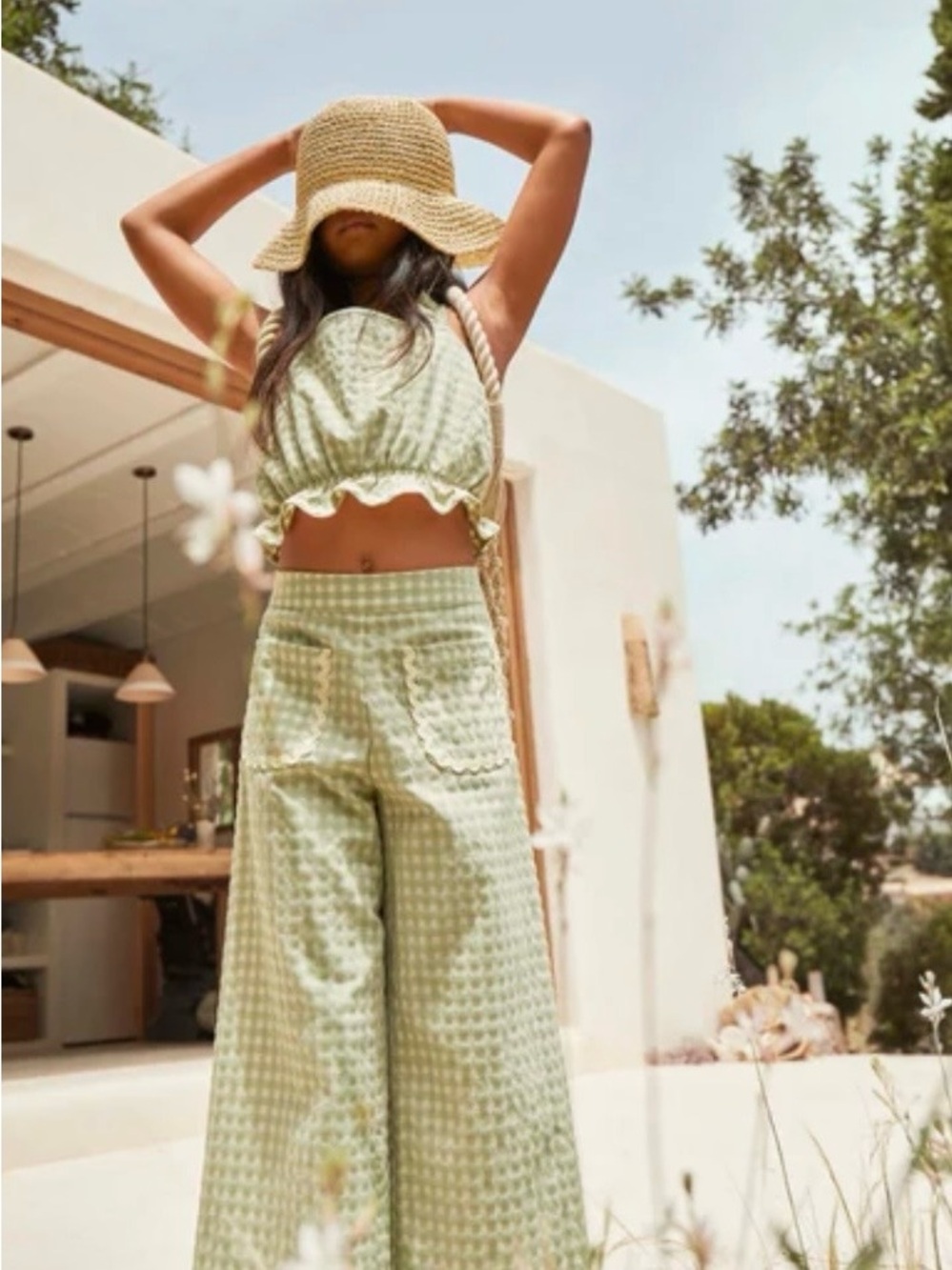 Mipounet 6y Gingham Sage Green Set
